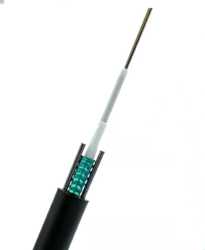 Solos alambre de acero paralelo del miembro de fuerza de la base GYXTW Unitube del cable de fribra óptica 24 de la base dos