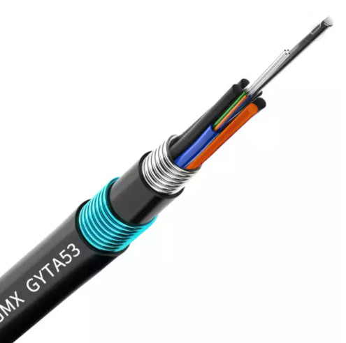 Entierro directo cable de fribra óptica GYTA blindado monomodo 144 funda doble base