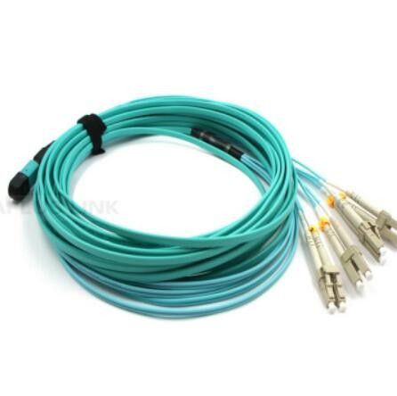 8 el conector de la fibra de la base MPO, 50um Om3 MPO al LC remienda la aguamarina del cordón LSZH