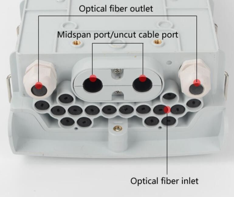 Puerto al aire libre de Ftth 2 Inlet+Mid-Span de la pared de la fibra óptica de la caja común, mercado 16 para los cables de descenso