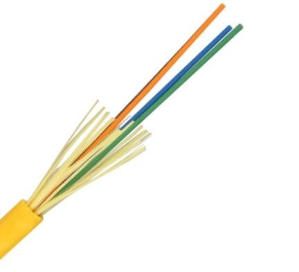 Almacenador intermediario apretado de la base amarilla del cable de fribra óptica 14 o cable interior GJFJV-14B1 9/125 del tubo flojo