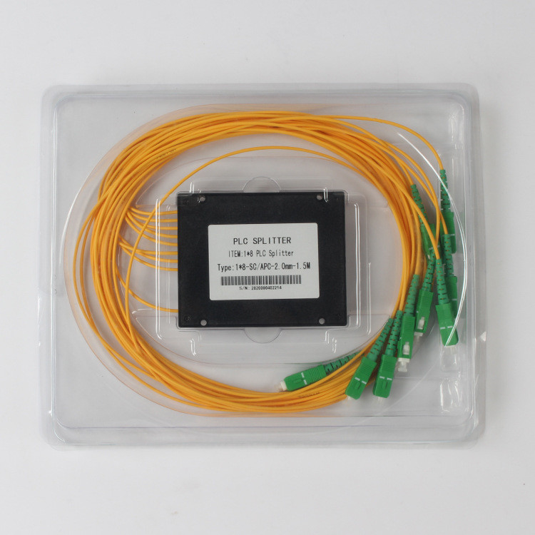 Rama 1.5Meter de la caja del SC APC del divisor del PLC del divisor 1 x 8 de la fibra óptica de 2.0M M